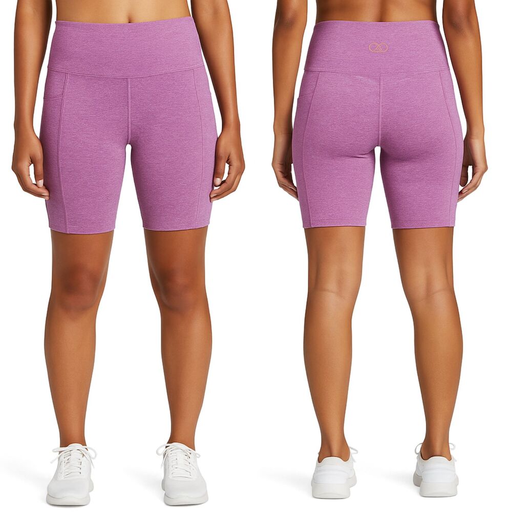 CALIA Cozy Essential Hi-Rise Bike Shorts Lilac Purple Size L Side Drop Pockets